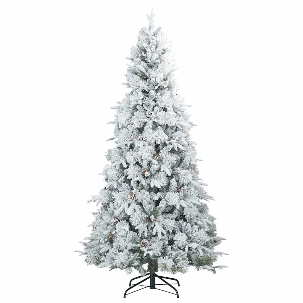 vidaXL Künstlicher Scharnier-Weihnachtsbaum schneebedeckt Weiß 180 cm