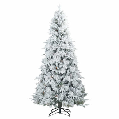 vidaXL Künstlicher Scharnier-Weihnachtsbaum schneebedeckt Weiß 180 cm