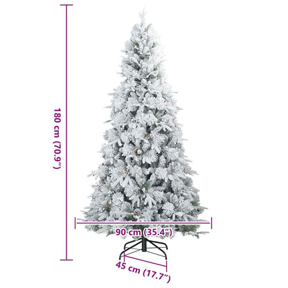 vidaXL Künstlicher Scharnier-Weihnachtsbaum schneebedeckt Weiß 180 cm