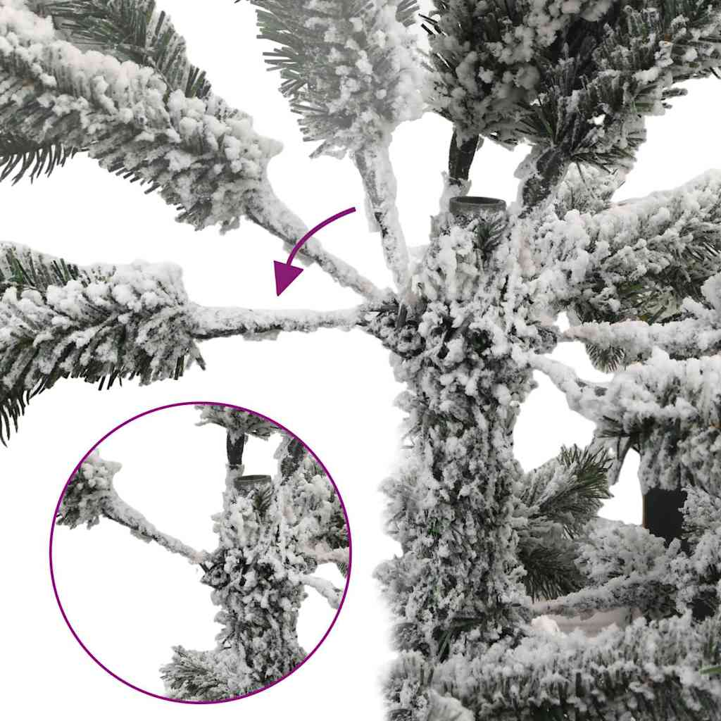 vidaXL Künstlicher Scharnier-Weihnachtsbaum schneebedeckt Weiß 210 cm