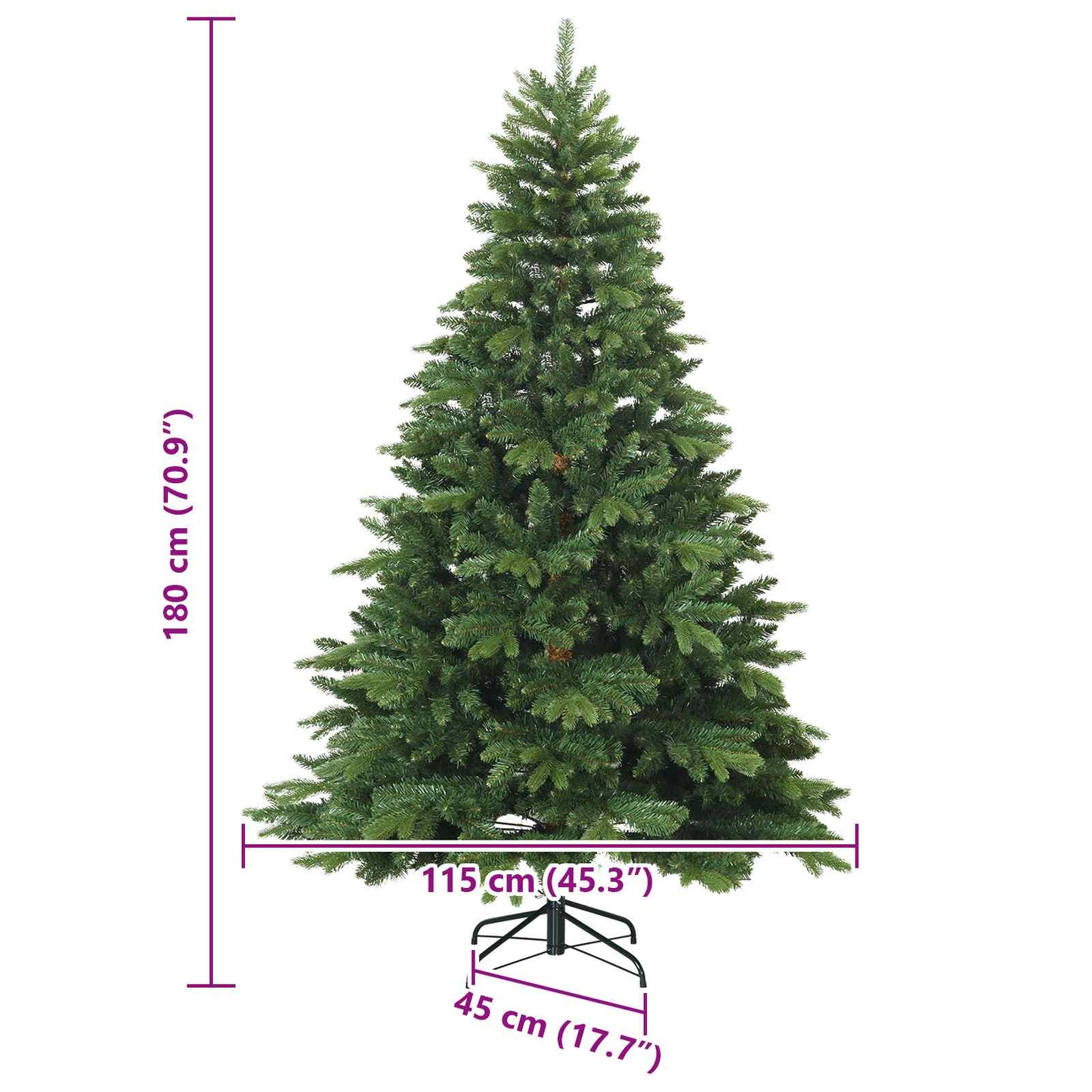 vidaXL Künstlicher klappbarer Weihnachtsbaum mit Ständer Grün 180 cm