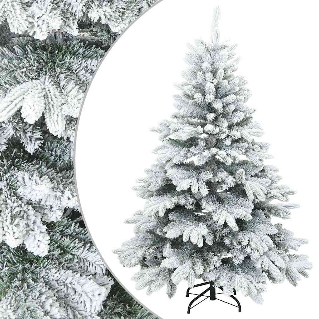 vidaXL Künstlicher Scharnier-Weihnachtsbaum schneebedeckt Weiß 150 cm