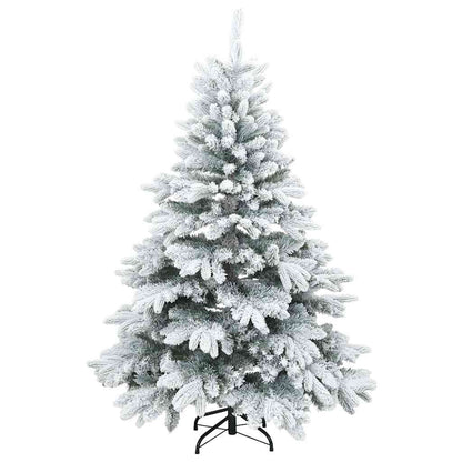 vidaXL Künstlicher Scharnier-Weihnachtsbaum schneebedeckt Weiß 150 cm