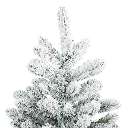 vidaXL Künstlicher Scharnier-Weihnachtsbaum schneebedeckt Weiß 150 cm