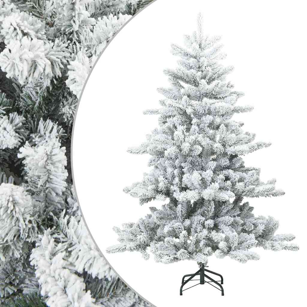 vidaXL Künstlicher Scharnier-Weihnachtsbaum schneebedeckt Weiß 150 cm