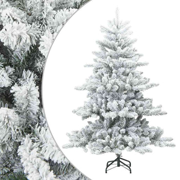 vidaXL Künstlicher Scharnier-Weihnachtsbaum schneebedeckt Weiß 150 cm