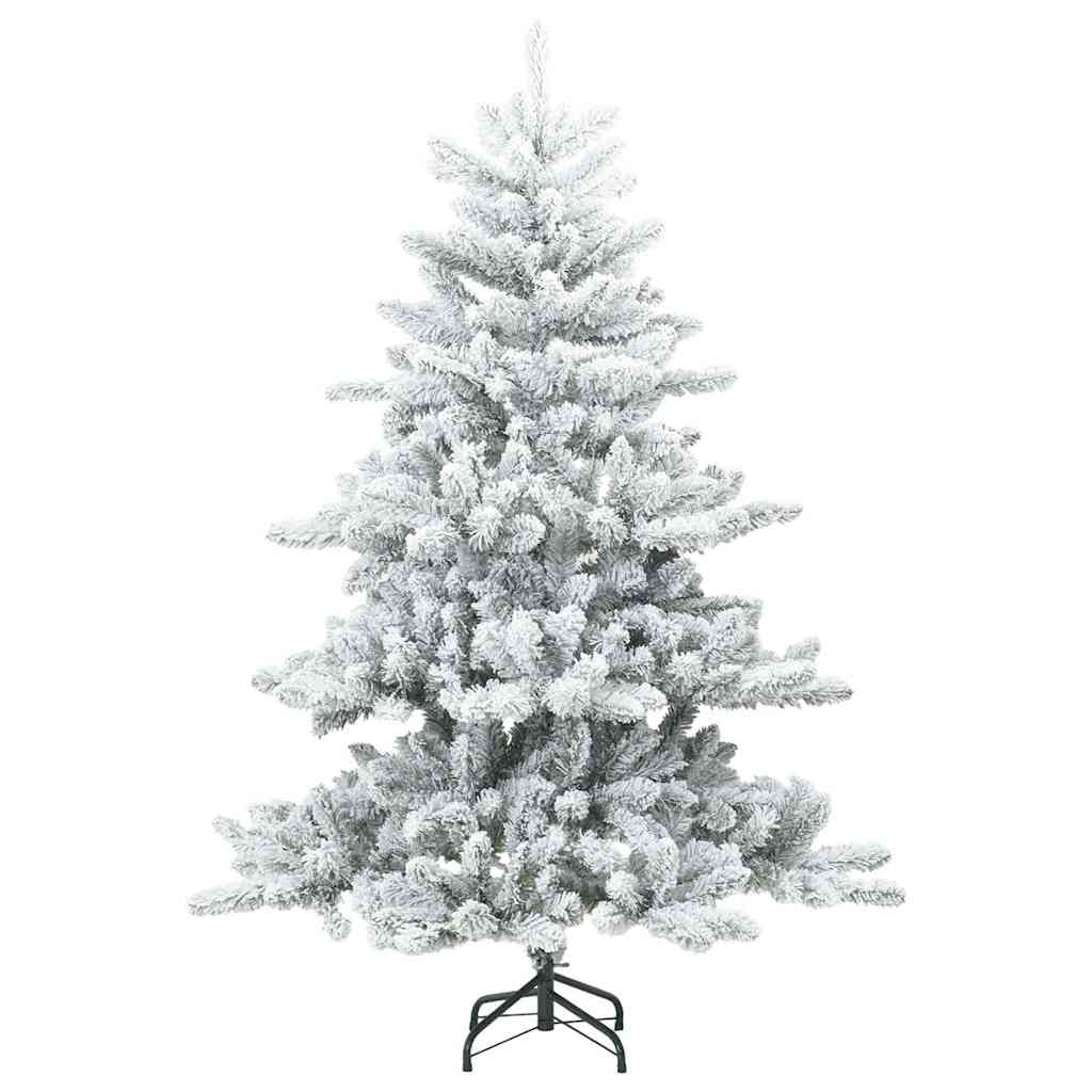 vidaXL Künstlicher Scharnier-Weihnachtsbaum schneebedeckt Weiß 150 cm