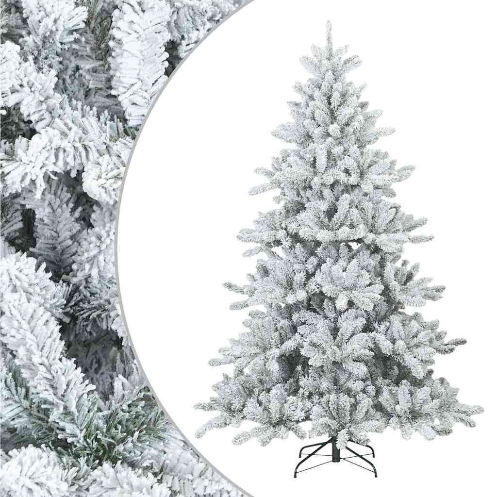vidaXL Künstlicher Scharnier-Weihnachtsbaum schneebedeckt Weiß 210 cm