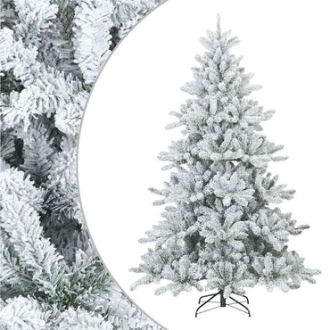vidaXL Künstlicher Scharnier-Weihnachtsbaum schneebedeckt Weiß 210 cm