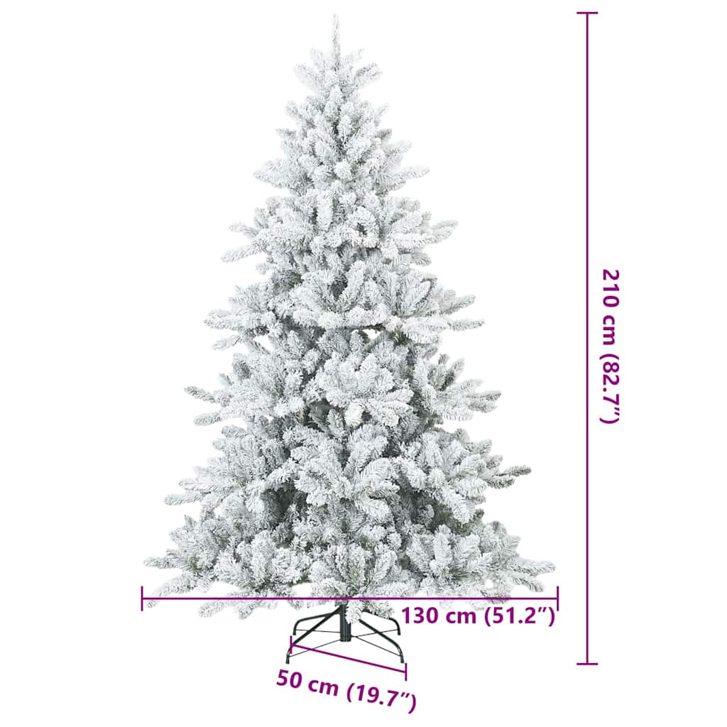 vidaXL Künstlicher Scharnier-Weihnachtsbaum schneebedeckt Weiß 210 cm
