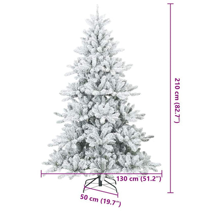 vidaXL Künstlicher Scharnier-Weihnachtsbaum schneebedeckt Weiß 210 cm