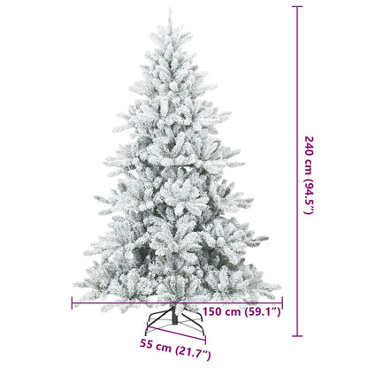 vidaXL Künstlicher Scharnier-Weihnachtsbaum schneebedeckt Weiß 240 cm
