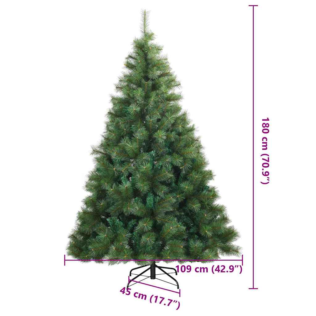 vidaXL Künstlicher klappbarer Weihnachtsbaum Grün 180 cm PVC, Stahl