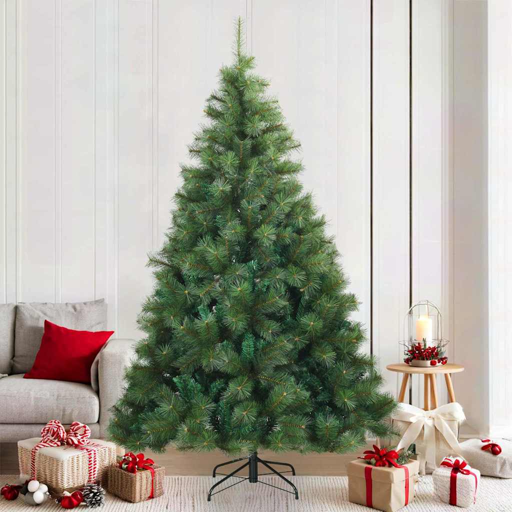 vidaXL Künstlicher klappbarer Weihnachtsbaum Grün 210 cm PVC, Stahl