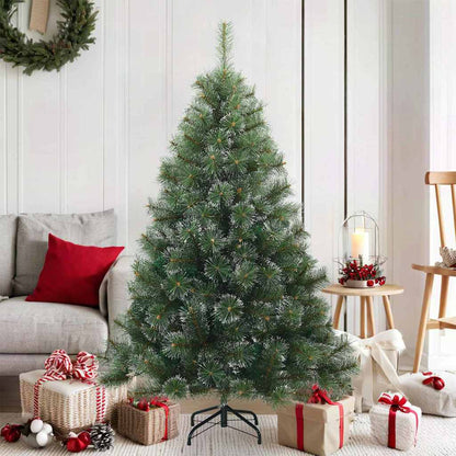 vidaXL Künstlicher Scharnier-Weihnachtsbaum schneebedeckt Grün 150 cm