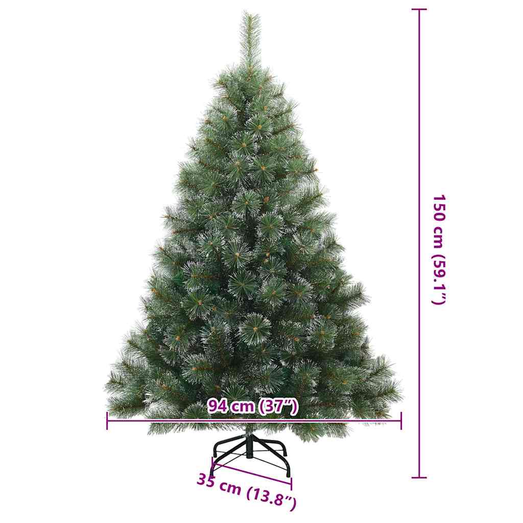 vidaXL Künstlicher Scharnier-Weihnachtsbaum schneebedeckt Grün 150 cm