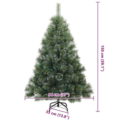vidaXL Künstlicher Scharnier-Weihnachtsbaum schneebedeckt Grün 150 cm