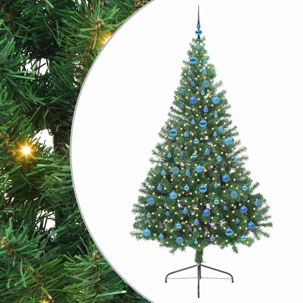 vidaXL Künstlicher vorbeleuchteter Weihnachtsbaum Grün 240 cm PVC