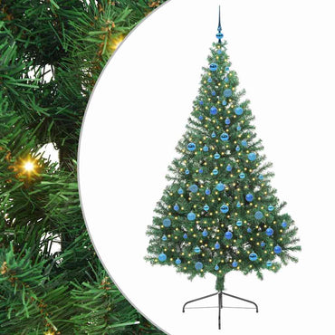 vidaXL Künstlicher vorbeleuchteter Weihnachtsbaum Grün 240 cm PVC
