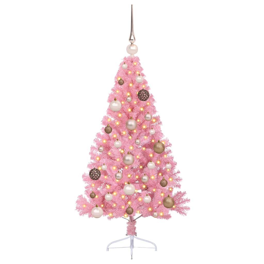 vidaXL Künstlicher vorbeleuchteter Weihnachtsbaum Rosa 120 cm PVC