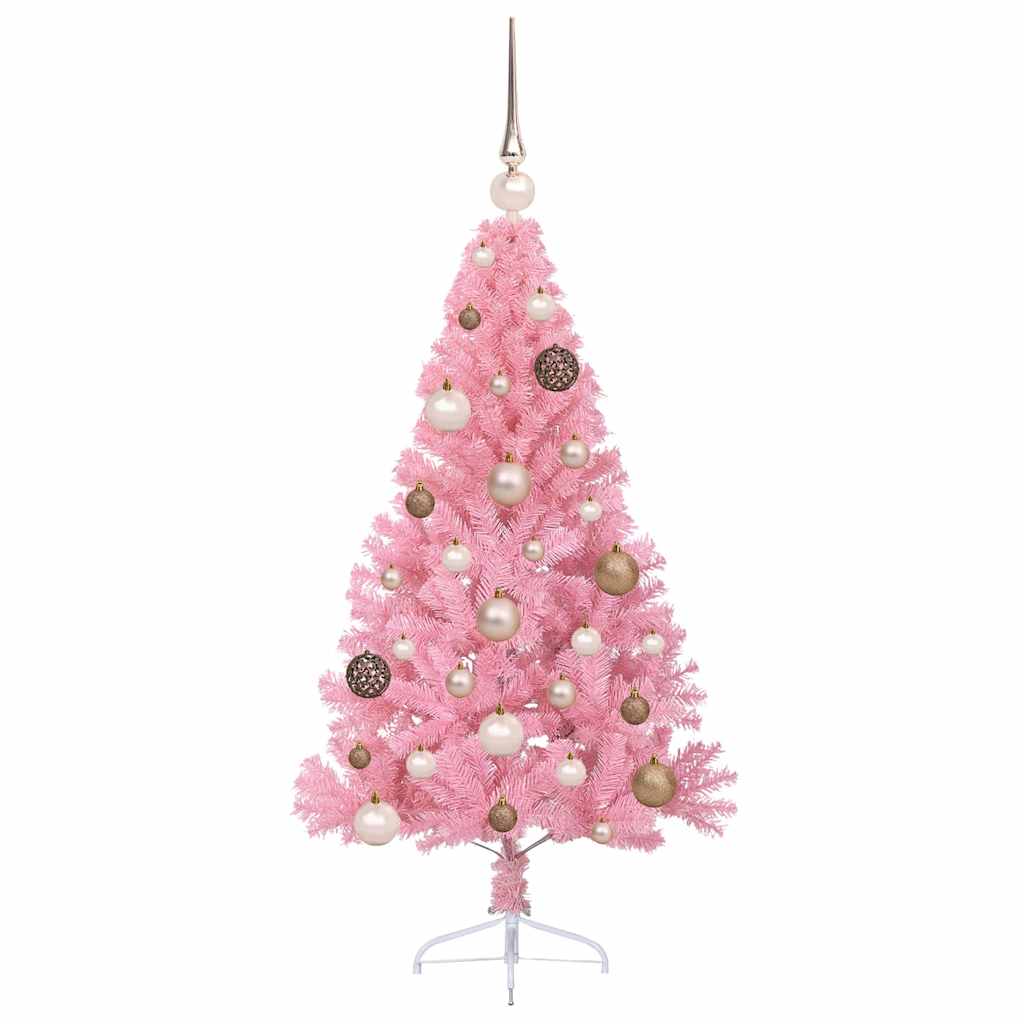 vidaXL Künstlicher vorbeleuchteter Weihnachtsbaum Rosa 120 cm PVC