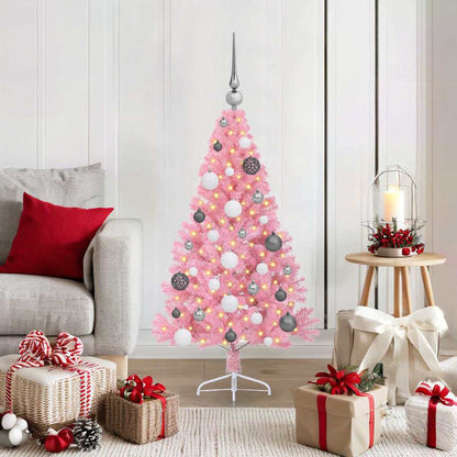 vidaXL Künstlicher vorbeleuchteter Weihnachtsbaum Rosa 120 cm PVC