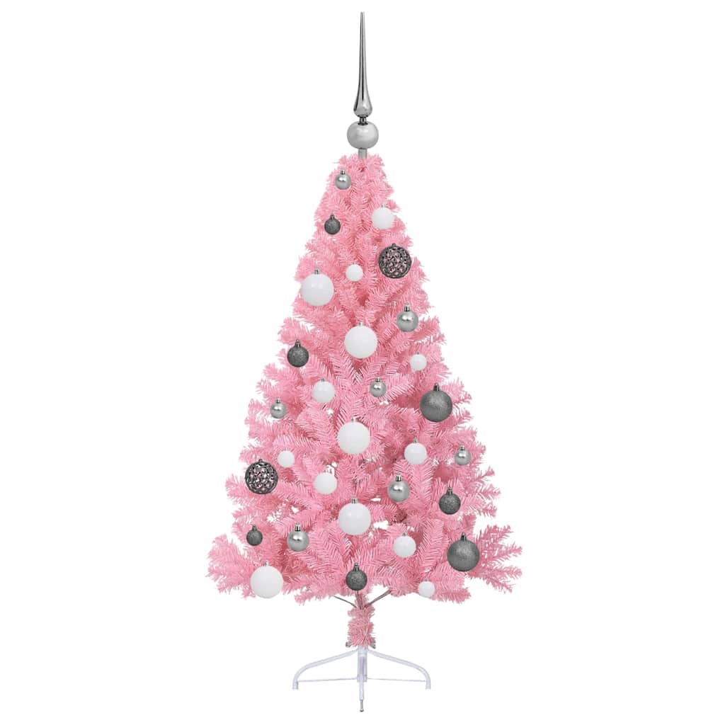 vidaXL Künstlicher vorbeleuchteter Weihnachtsbaum Rosa 120 cm PVC