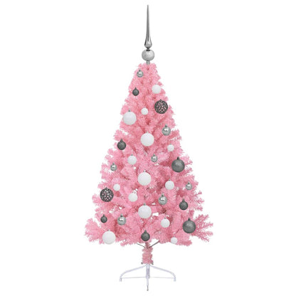 vidaXL Künstlicher vorbeleuchteter Weihnachtsbaum Rosa 120 cm PVC