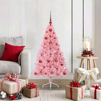 vidaXL Künstlicher vorbeleuchteter Weihnachtsbaum Rosa 120 cm PVC