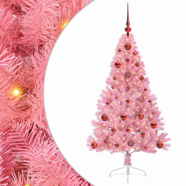 vidaXL Künstlicher vorbeleuchteter Weihnachtsbaum Rosa 120 cm PVC