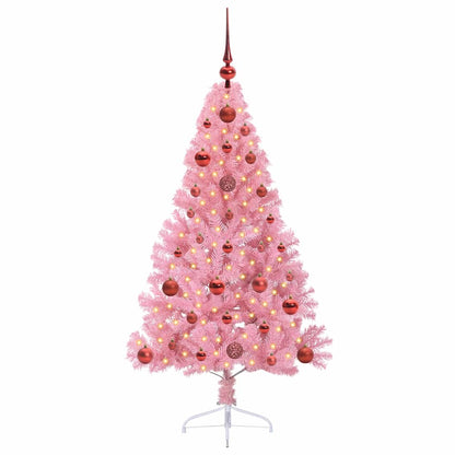 vidaXL Künstlicher vorbeleuchteter Weihnachtsbaum Rosa 120 cm PVC