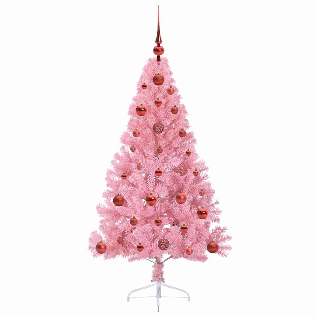 vidaXL Künstlicher vorbeleuchteter Weihnachtsbaum Rosa 120 cm PVC
