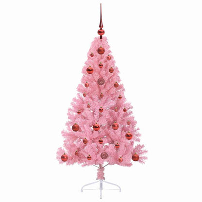 vidaXL Künstlicher vorbeleuchteter Weihnachtsbaum Rosa 120 cm PVC