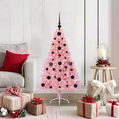 vidaXL Künstlicher vorbeleuchteter Weihnachtsbaum Rosa 120 cm PVC