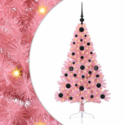 vidaXL Künstlicher vorbeleuchteter Weihnachtsbaum Rosa 120 cm PVC