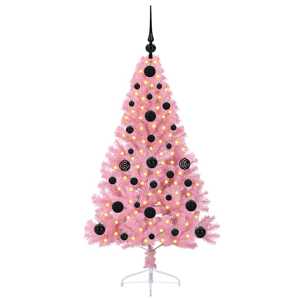 vidaXL Künstlicher vorbeleuchteter Weihnachtsbaum Rosa 120 cm PVC