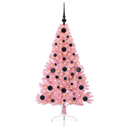 vidaXL Künstlicher vorbeleuchteter Weihnachtsbaum Rosa 120 cm PVC