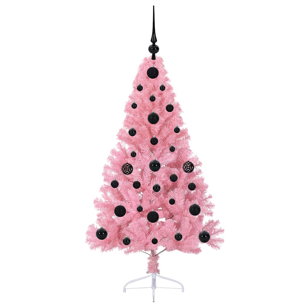 vidaXL Künstlicher vorbeleuchteter Weihnachtsbaum Rosa 120 cm PVC