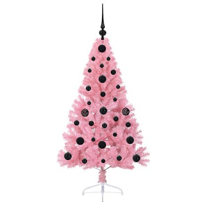 vidaXL Künstlicher vorbeleuchteter Weihnachtsbaum Rosa 120 cm PVC