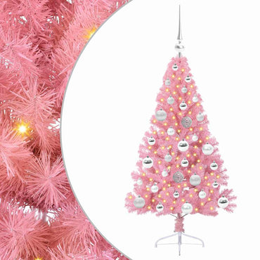 vidaXL Künstlicher vorbeleuchteter Weihnachtsbaum Rosa 120 cm PVC