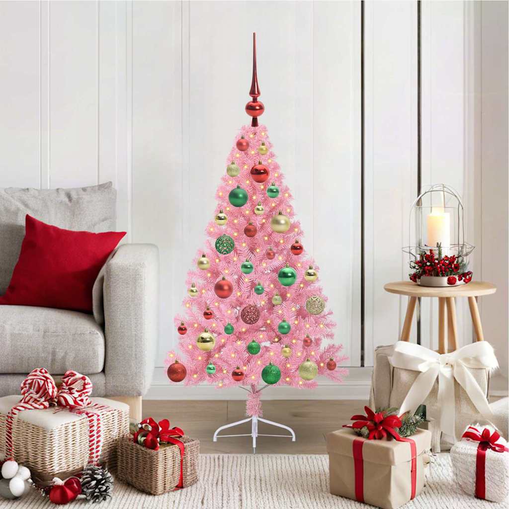 Künstlicher vorbeleuchteter Weihnachtsbaum Rosa 120 cm PVC