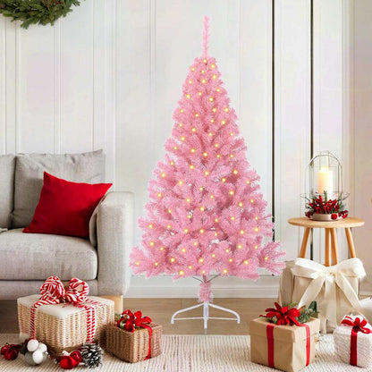 vidaXL Künstlicher vorbeleuchteter Weihnachtsbaum Rosa 150 cm PVC