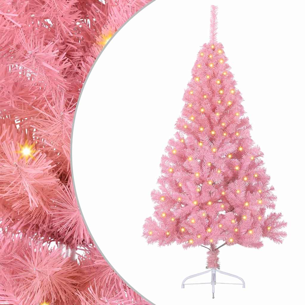 vidaXL Künstlicher vorbeleuchteter Weihnachtsbaum Rosa 150 cm PVC