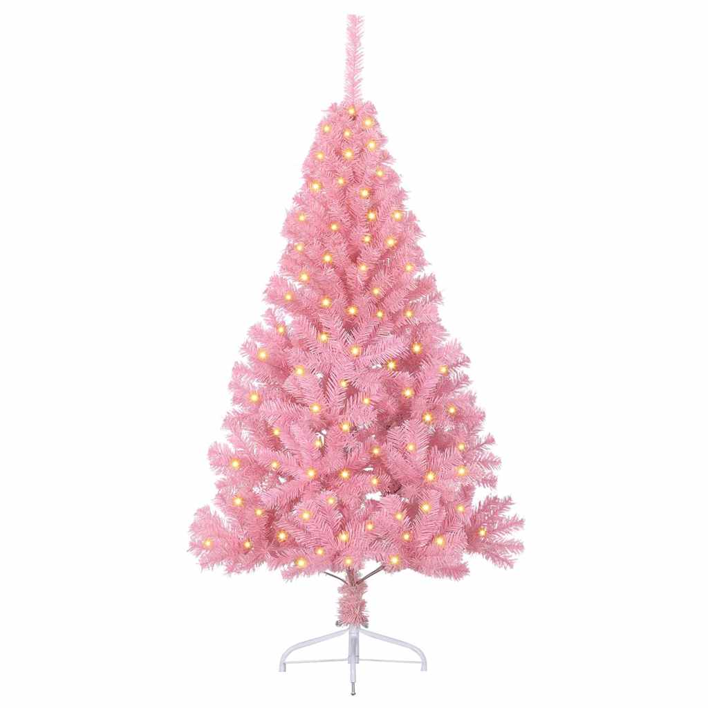 vidaXL Künstlicher vorbeleuchteter Weihnachtsbaum Rosa 150 cm PVC