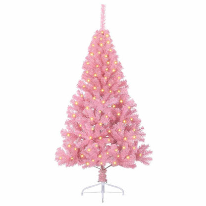 vidaXL Künstlicher vorbeleuchteter Weihnachtsbaum Rosa 150 cm PVC