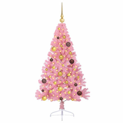 vidaXL Künstlicher vorbeleuchteter Weihnachtsbaum Rosa 150 cm PVC