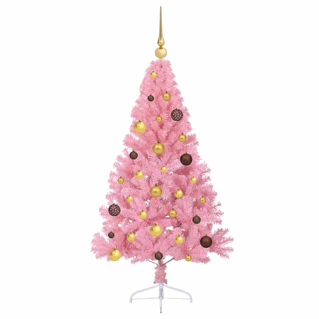 vidaXL Künstlicher vorbeleuchteter Weihnachtsbaum Rosa 150 cm PVC