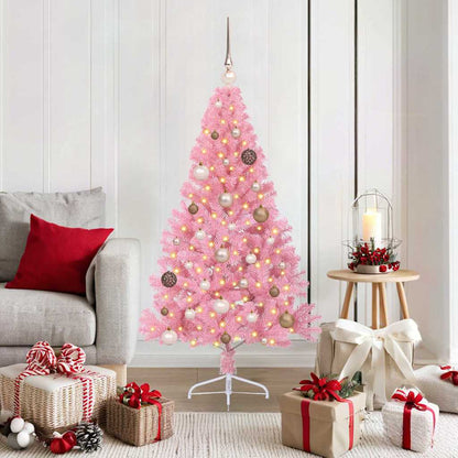 vidaXL Künstlicher vorbeleuchteter Weihnachtsbaum Rosa 150 cm PVC