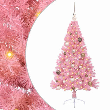 vidaXL Künstlicher vorbeleuchteter Weihnachtsbaum Rosa 150 cm PVC