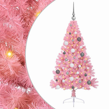 vidaXL Künstlicher vorbeleuchteter Weihnachtsbaum Rosa 150 cm PVC